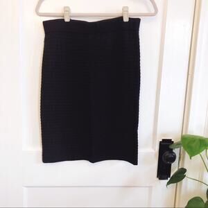 LOFT Black Ribbed Stretch Pencil Skirt